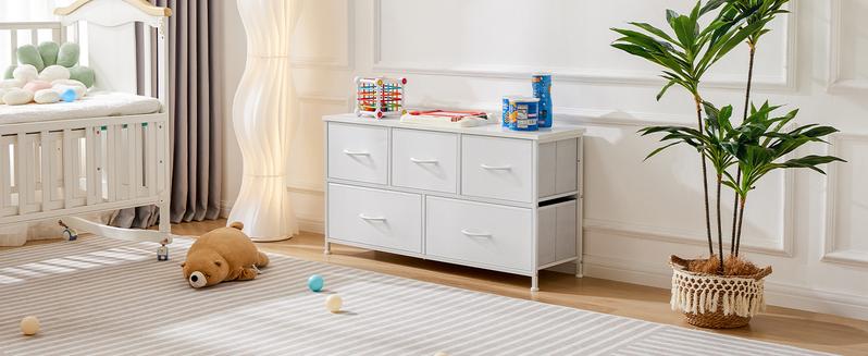 Cupboards Cabinets Dresser - Fabric Storage Tower with 5 Drawers, Bedroom Organizer, Chest of Drawers with Fabric Bins, for Bedroom, Closet, Entryway