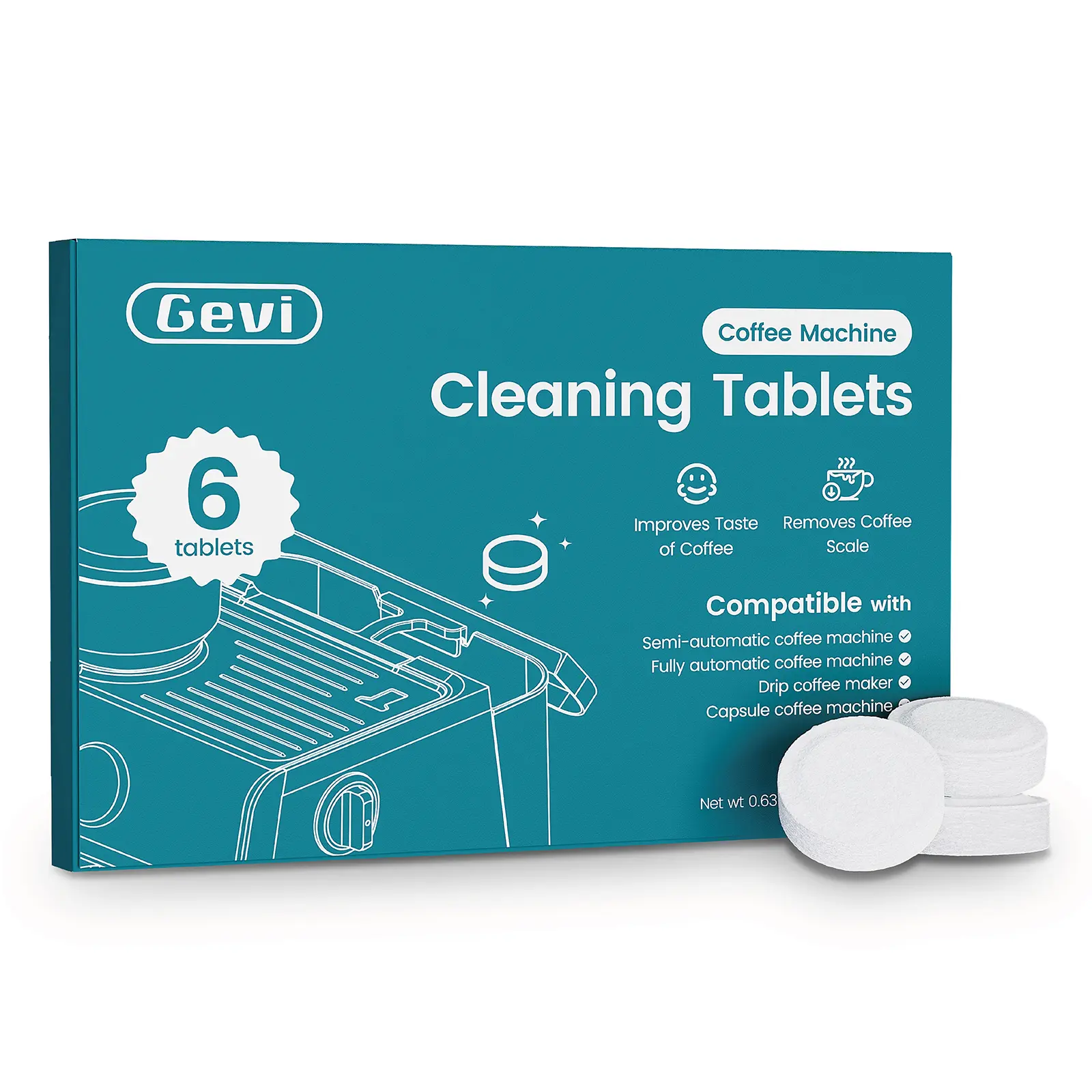 【Springtok】Gevi Organic Citric Acid Cleaner Tablets, Espresso Maker Solution, Deep Cleaning Coffee Machine Accessories for All Models