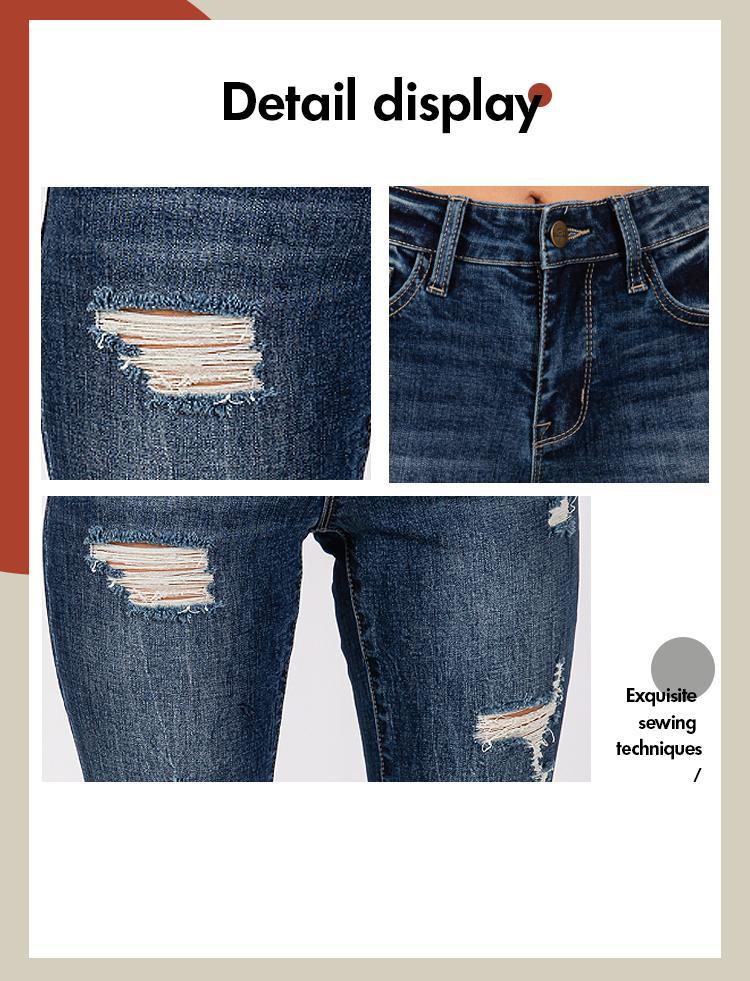 Madison Vogatiques High Rise Ripped Flared Jeans Bell Bottom Denim Pants Comfort Basic Distressed Raw Hem Tummy Control BBL