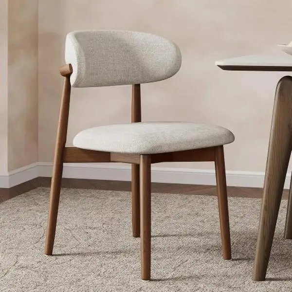 Bellemave 2-Piece Armless Solid Ash Wood Comfy Kitchen Table Chairs Set - Mid-Century Modern Japandi Hardwood, Natural Grain, Padded Seat, Ergonomic Curved Backrest, 330lb Capacity, 21.3x21.3x31in, Japandi Interior Design Fit, Comfy Chairs, Dining Chairs