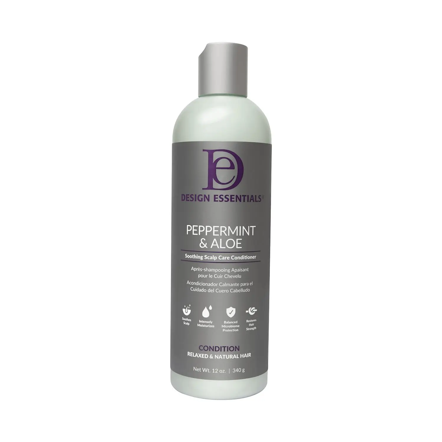 Design Essentials Peppermint & Aloe Therapeutics Anti-Itch Anti-Dandruff Flakes Shampoo with Pyrithione Zinc - 12 Oz Hydrating Gentle Liquid Cleanser for Adults, Instant Scalp Care Relief, Moisture-Boost Scent, Textured Hair Care, Single Shampoo