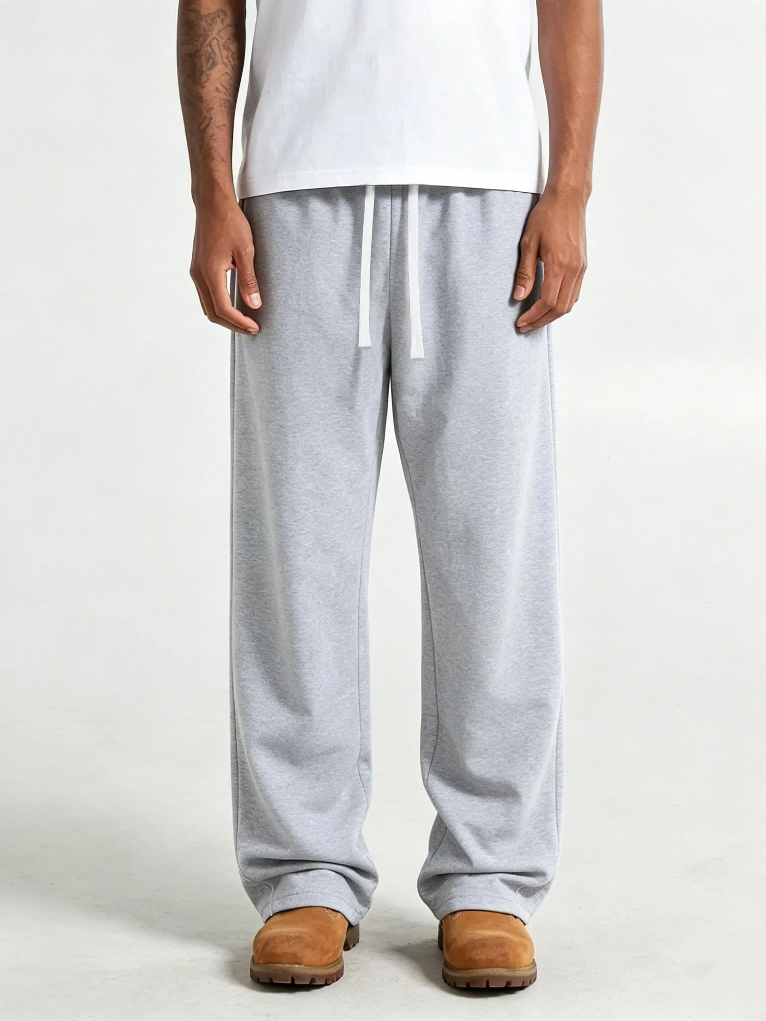 Men’s casual athletic long pants for spring and autumn, loose straight knit sweatpants, simple and versatile