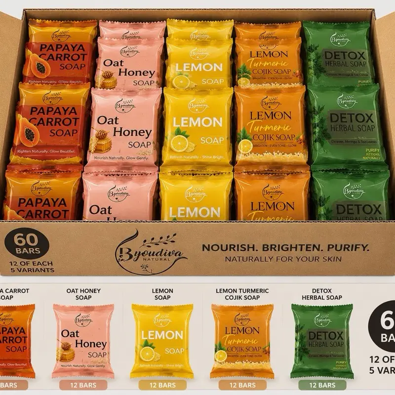 ByouDiva Turmeric Glow Soap – Wholesale Pack (60 Bars)