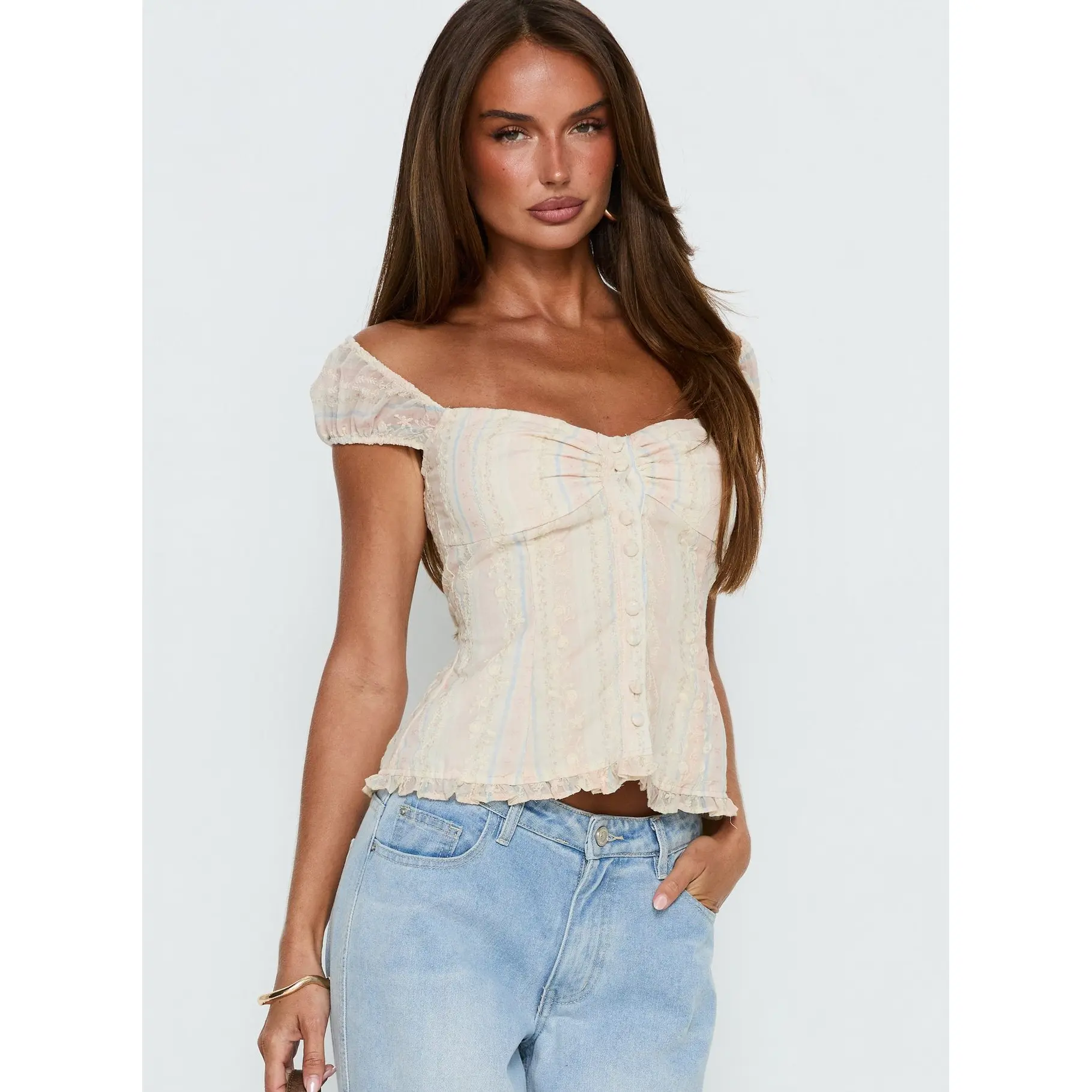 Trinitee Cap Sleeve Blouse Top Floral