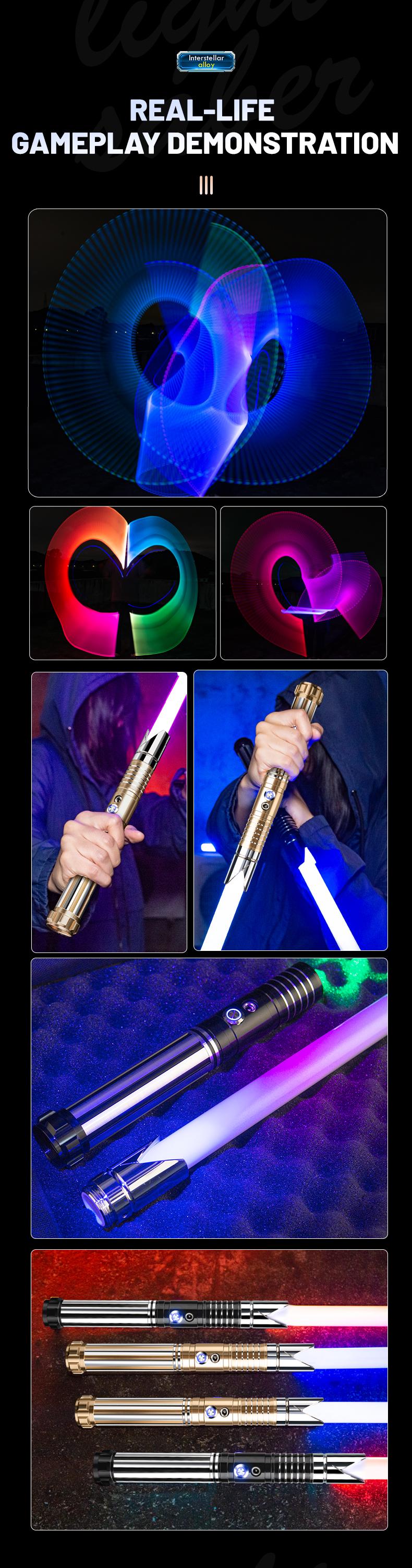 Light Saber, Heavy Dueling Light Sabers 2 Pack, 12 RGB Colors 16 Sound Fonts with Metal Hilt Double-Bladed Light Saber Smooth Swing Motion Control 2 in 1 Light Sabers for Adults Valentine's Day gift