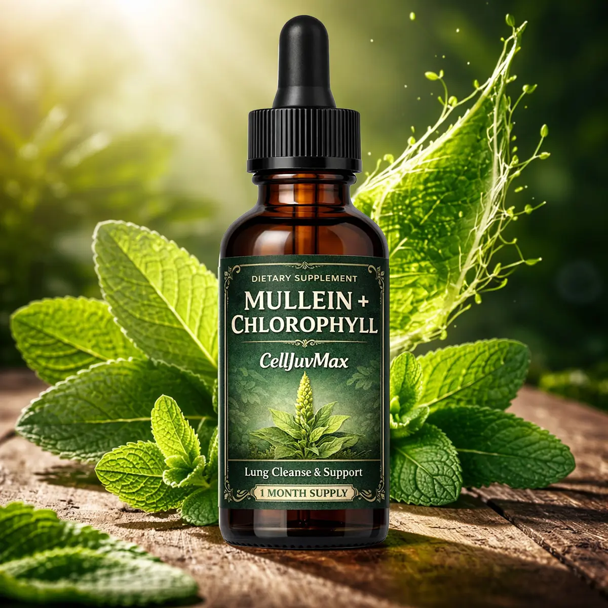 Mullein Leaf & Chlorophyll Liquid Herbal Drops – 30 Servings – Plant-Based Respiratory Support Formula with Botanical Extracts for Daily Wellness
