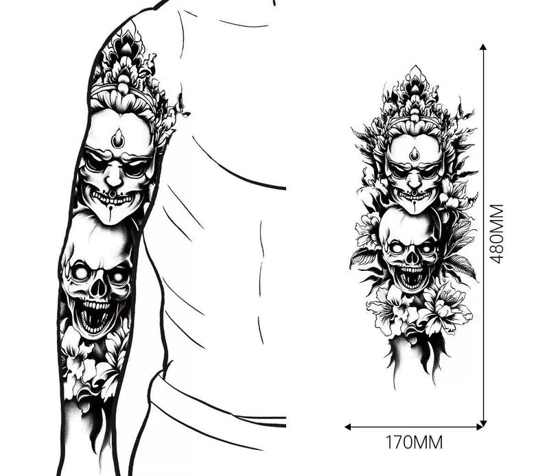 Large-sized full arm temporary tattoo stickers, suitable for both men and women, realistic arm, chest, and shoulder tattoo designs, waterproof.