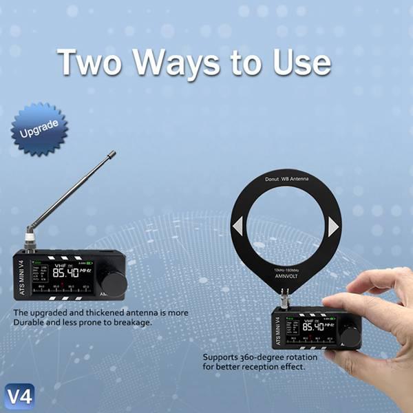 New Upgrade ABS V4 ATS Mini Si4732 All Band DSP Radio FM AM SSB LSB USB Receiver with Hi-Z Headphone Amplifier Circuit & 360-degree Rotation Antenna