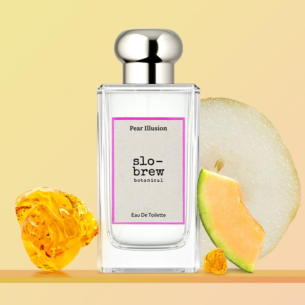 Slo-Brew Botanical Pear Illusion & Summer Bluebell Hair Perfume Spray – A Fragrance Experience Designed for Hair, Combining Nourishment and Protection – Fresh Fruity Floral Scent