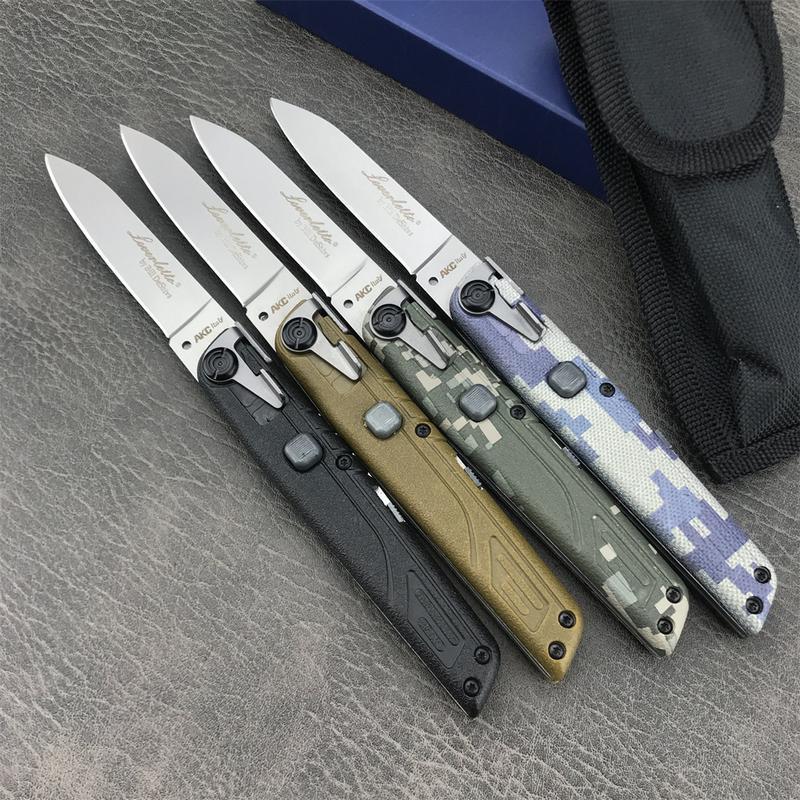 AKC 4 Styles Colt II Button Folding Knife 440C Blade Nylon Wave Fiber Handle Camping Outdoor EDC Pocket Tools