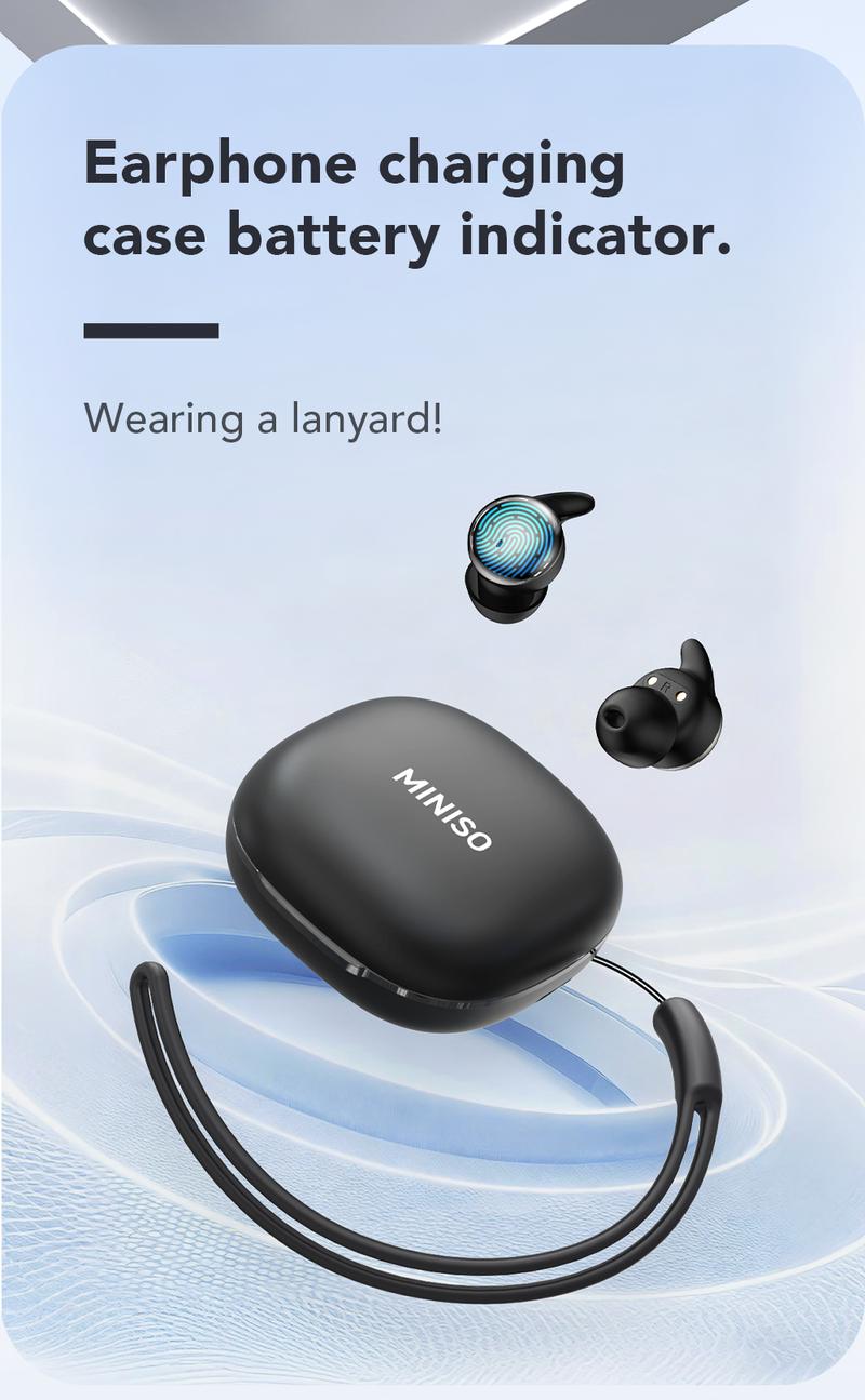 MINISO MS108 Wireless Headphones In-ear Design Noise Cancelling True Wireless Earbuds with Digital Display Bluetooth 6.0 Gaming Headset for Running Exercising Lightweight Fitness Earphones