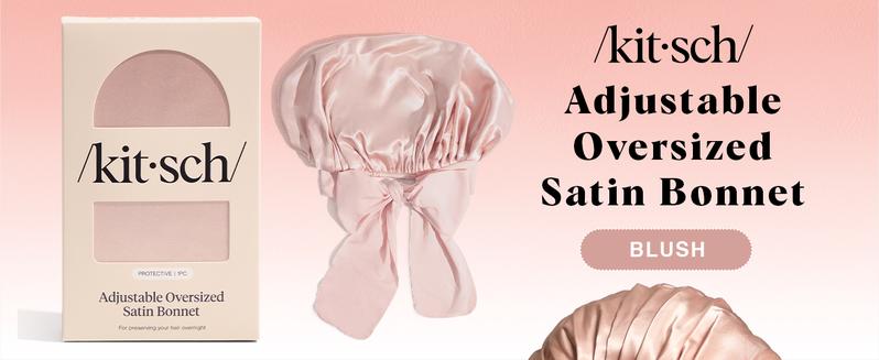 Kitsch Oversize Satin Bonnet for Sleeping - Silk Bonnet for Sleeping Women, Curly & Textured Hair, Large Jumbo Sleep Bonnets for Comfort & Protection, Wake Up with Beautifully Styled Hair - Blush