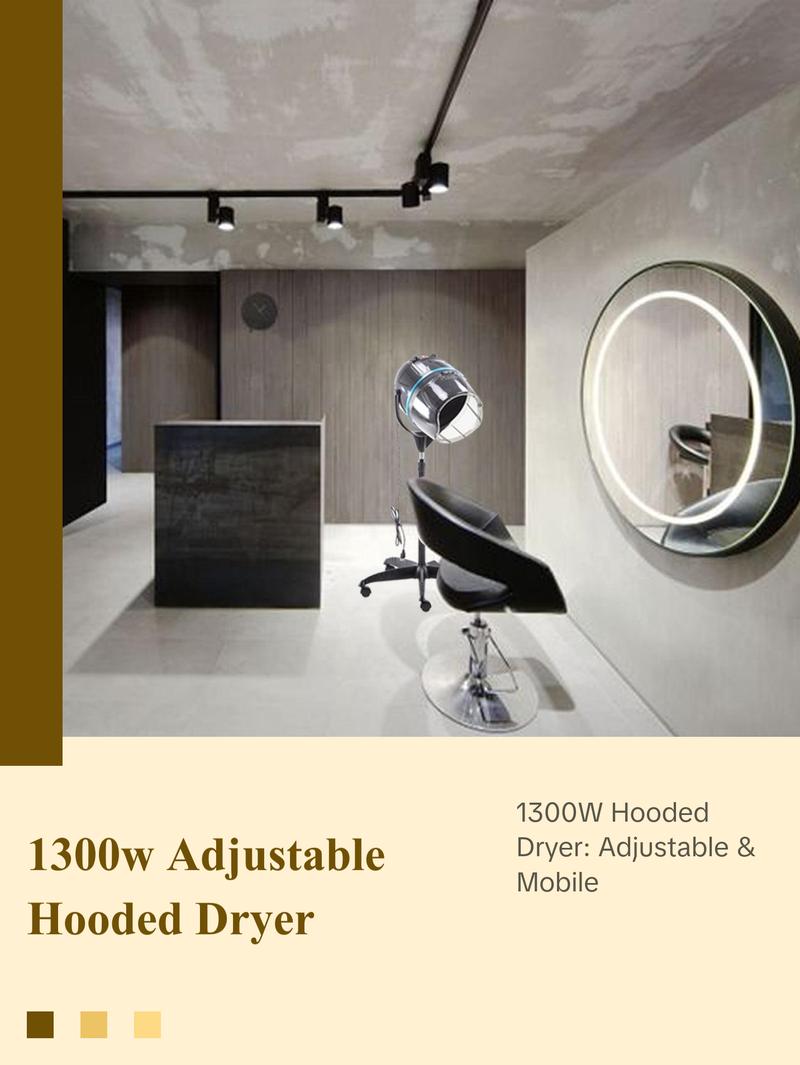 BarberPub 1300W Adjustable Hooded Floor Hair Bonnet Dryer Stand Up Rolling Base  Hot Perm Heating Element VHD08