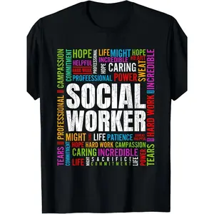 Social Worker Facts Funny Graphic T-Shirt - 220gsm Heavyweight Retro Unisex Tee with Motivational Social Worker Traits Design, All-Season Round Neck Casual Shirt for Men & Women, Ideal Gift for Social Workers & Supporters