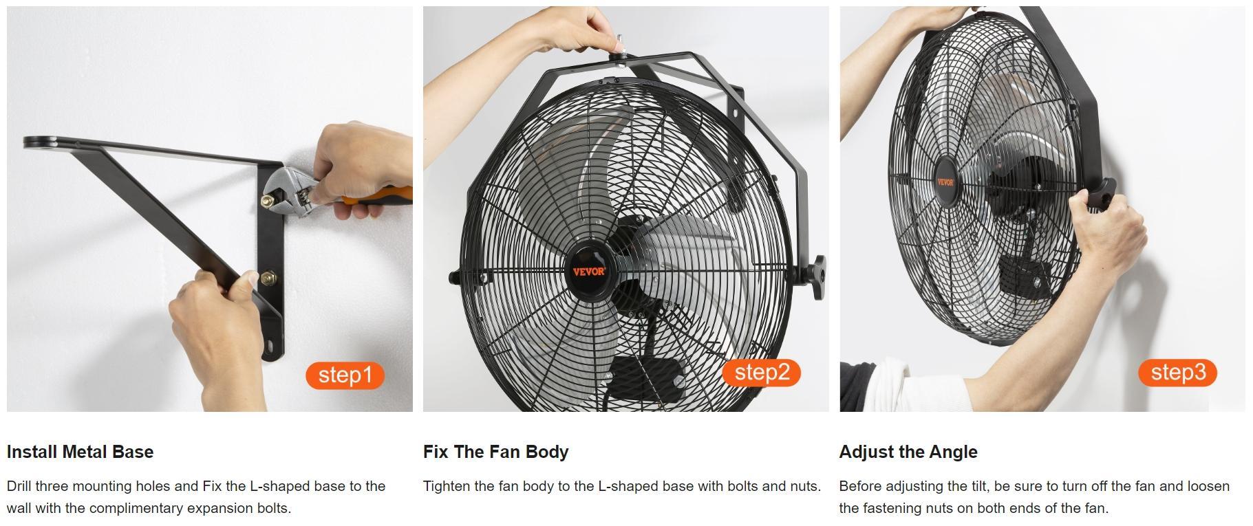 VEVOR Wall Mount Fan Waterproof IP44, 3-speed High Velocity Max. 4150 CFM, Industrial Wall Fan, Commercial or Residential for Warehouse, Greenhouse, Workshop, Patio, Black, ETL Listed  VEVOR Super Brand Day