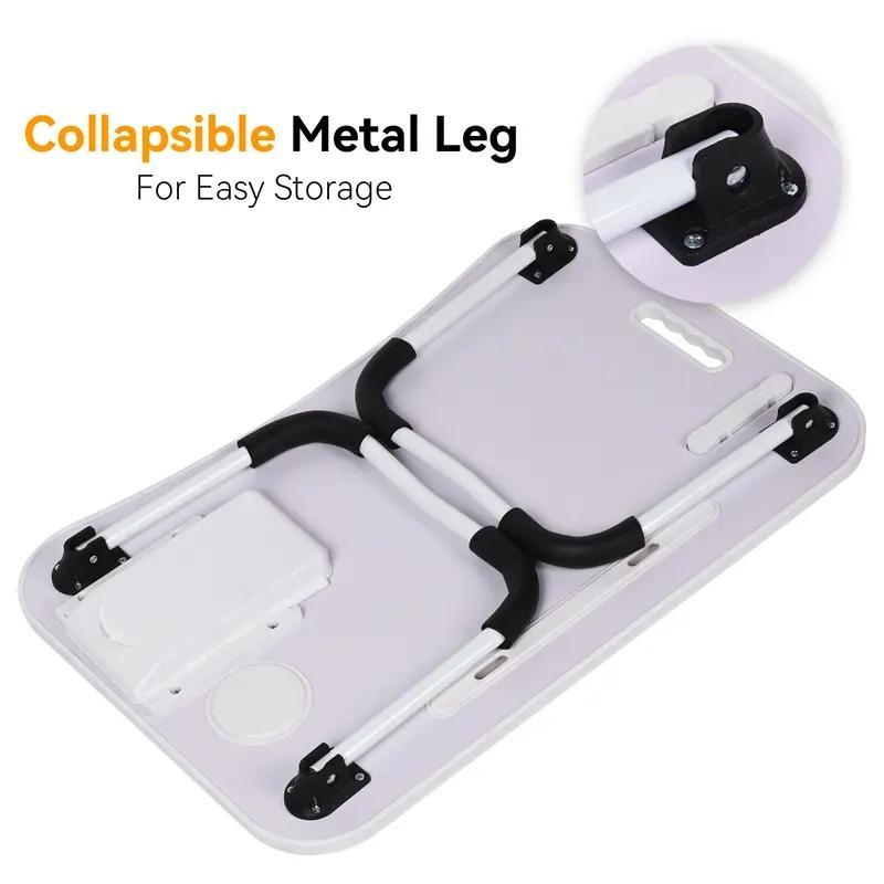 Portable Foldable Laptop Bed Desk with 4 USB Ports Storage Drawer Cup Holder Lap Desk for Bed Couch Outdoor Working Reading Ergonomic Design Multifunctional Features