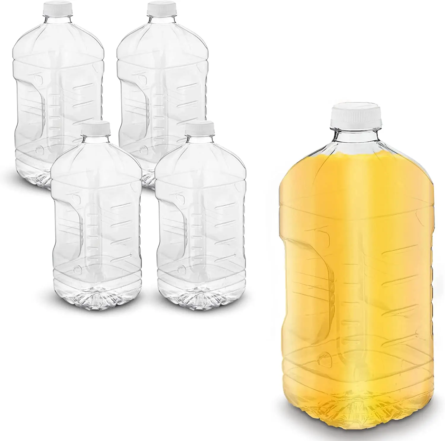MT Products 64oz Durable Leakproof Portable PET Plastic Water & Juice Bottles with Tamper-Evident Caps - Home Supplies Storage Containers