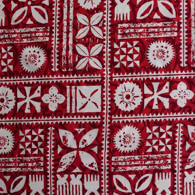 Traditional Polynesian 100% Cotton Fabric - 45 in Width, Artistic Print, Cultural Tapa Pattern, Sold per yd, for Sewing, Soft Furnishings, Sold Per Yard