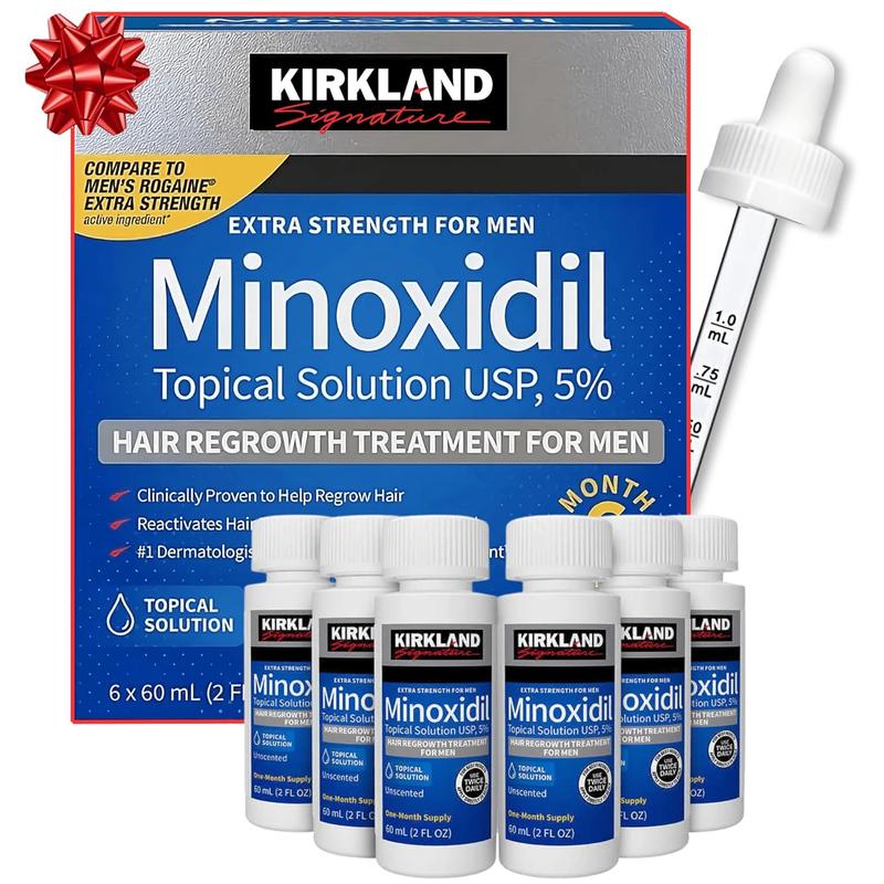 Kirkland Minoxidil 5% for Men Hair Care, Topical Solution Extra Strength Hair Regrowth Treatment for Men Dropper Applicator Included (1 month to 24 month supplies available) (1 month supply)