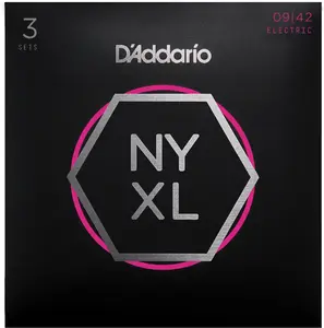 D'Addario NYXL0942-3P Nickel Wound Electric Guitar Strings, Super Light, 9-42, 3 Sets