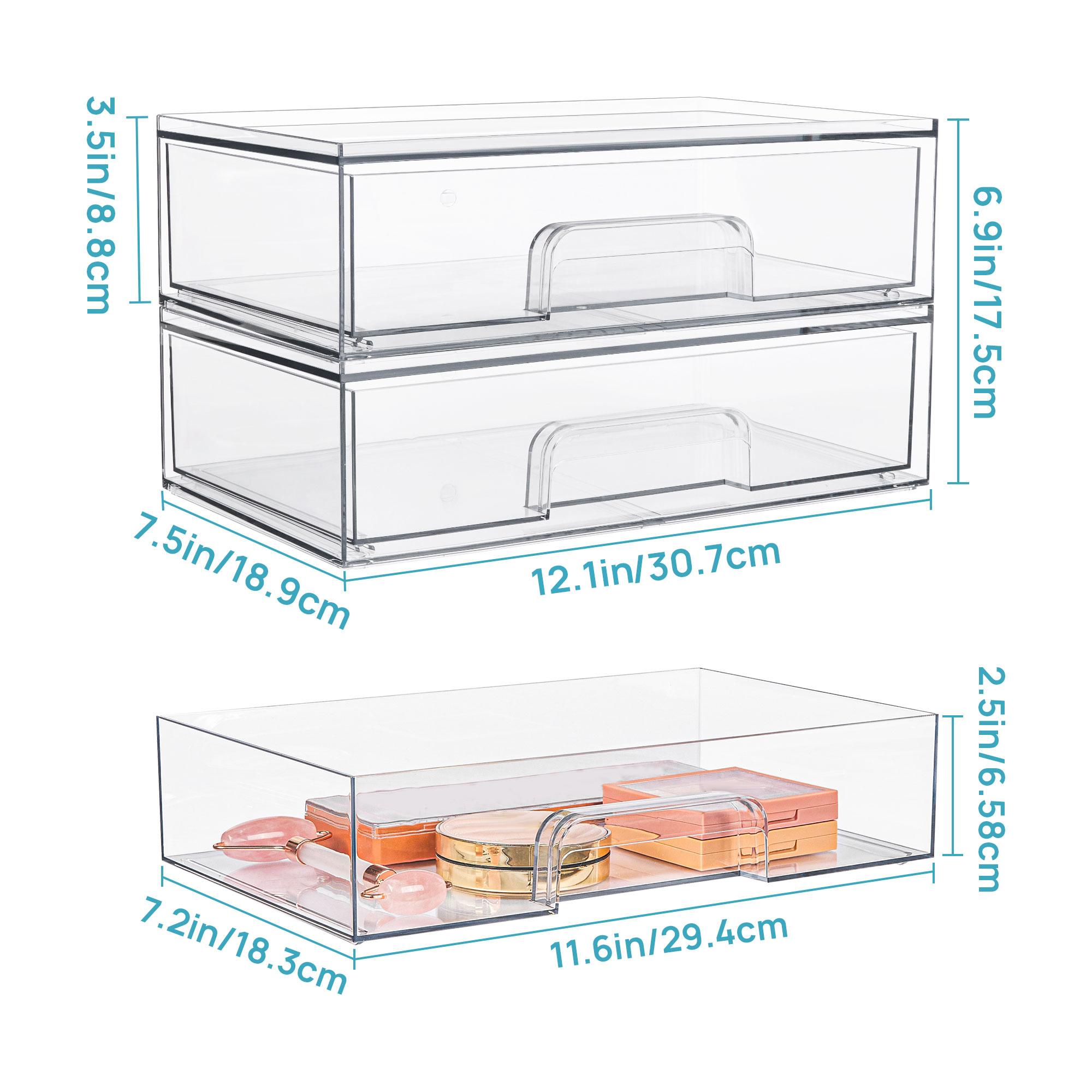 [Video Only] Vtopmart Stackable Storage Drawers Set of 5&8 Clear Plastic Organizer Bins for Nursery Bottle Station and Beauty Supplies Vanity Bathroom Cabinet Pantry Organization Multi-Size Flexible Design BPA-Free Safe