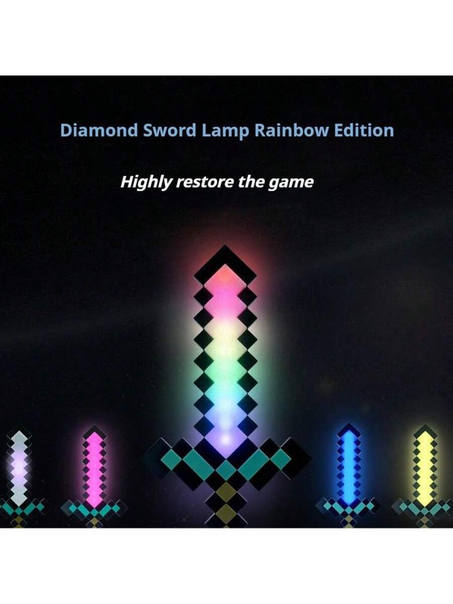 Diamond Sword Night Light Ornament, Color Changing Sword Game Accessory Gift Toy Model Table Lamp Decoration Christmas Gift