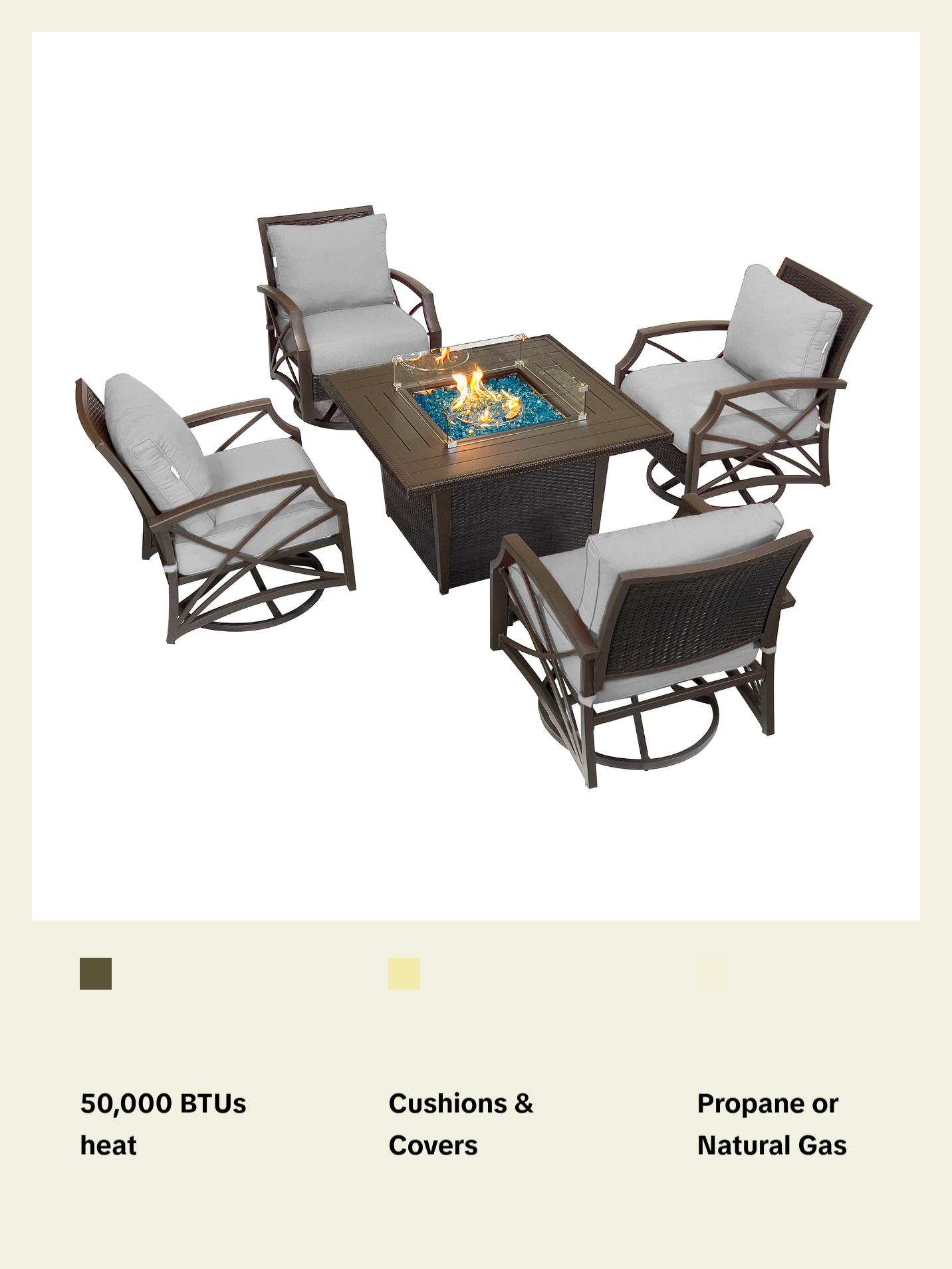 Ethan 5-Piece Outdoor Fire Pit Table Set for Patio