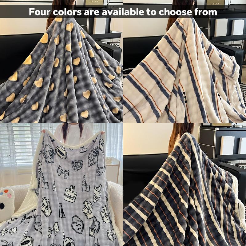 Heavy duty flannel bed blanket - super thick all-season soft and warm machine washable luxury bedspread/sofa blanket, neutral plush home decoration (beige/black/white/gray/blue/red and other colors), suitable for cold floors, modern living rooms