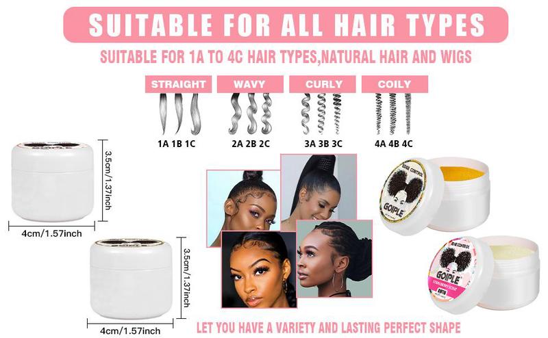 2Counts 30g Organic Edge Control Wax for Women - Strong Hold, Non-Greasy, Smooths Edges, Strawberry and Pineapple Curls Black Wavy Lightweight Gel