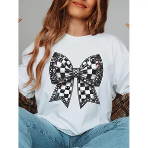 Checkered Flag Bow ~ Unisex Apparel Printed In The USA!