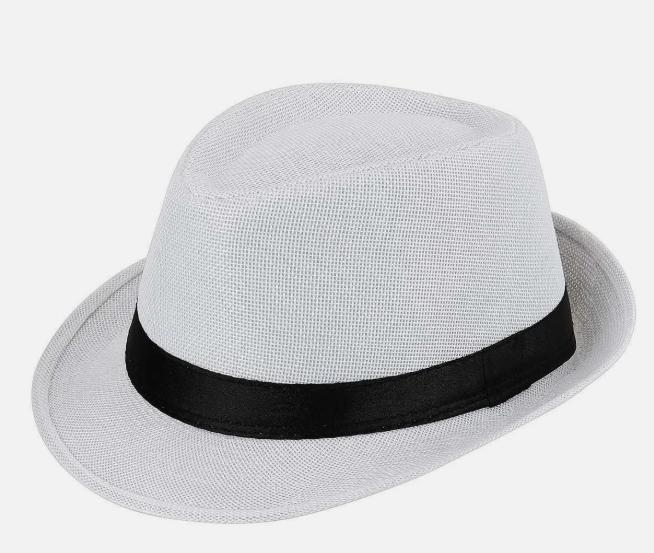 Men Women Summer Straw Fedora hat Trilby Cuban Sun Cowboy hat Panama Short Brim