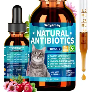 Herbal Drops for Cats, Natural Formula for Cat Allergy Relief, Urinary Tract Health, Itch Relief & Digestion Support with Cranberry Vitamin E Prebiotic, Overall Health Supplement