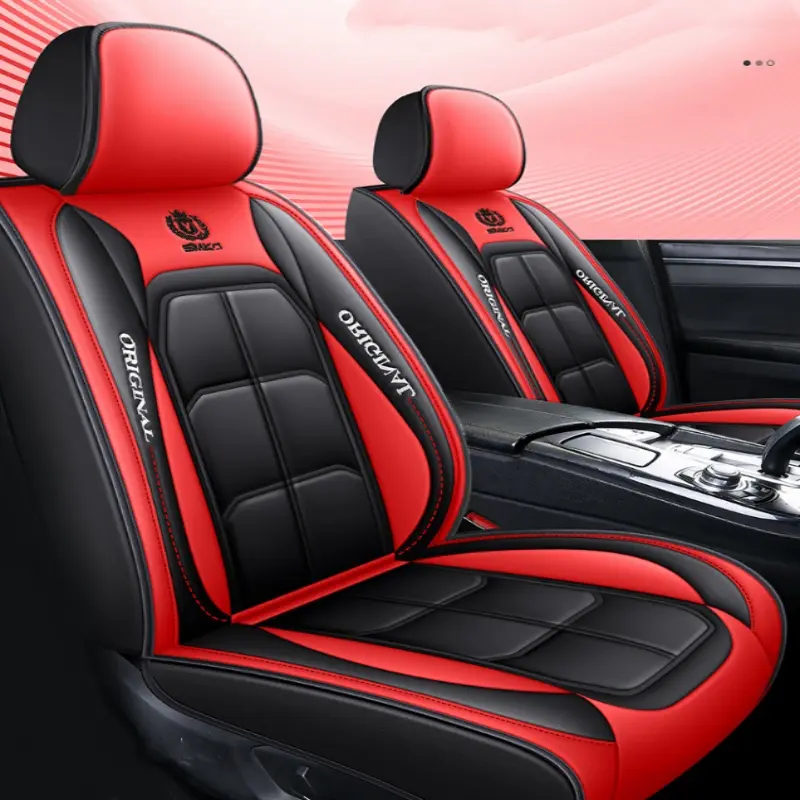 2-Pieces Leather-Look Style Car Seat Covers, Seat Protectors with Easy On/Off Keeps Upkeep Simple, Durable Comfortable Universal Vehicle Accessory for All Cars, Auto Interior Accessory