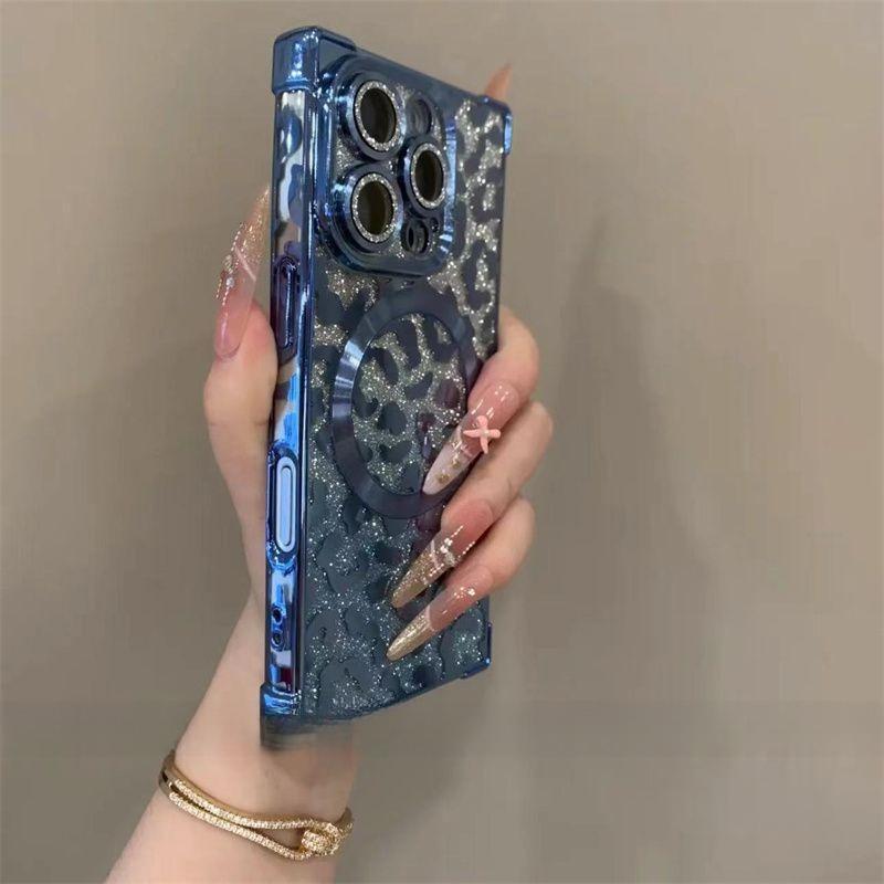 Compatible with for iPhone 17 Pro Max/16 Pro/15 Pro/14/13 Glitter Leopard Print phone case - HN1217-10