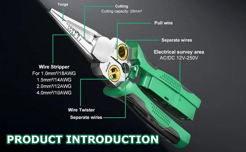 DODKKK 8 in 1 Wire Stripping Pliers with Voltage Tester, Multi-function Wire Stripper Electrician's Pliers, Electric Wire Stripping Tool, Electrician Repair Tool home appliance DODKKK 8 in 1 Wire Stripping Pliers with Voltage Tester, Multi-function Wire Stripper Electrician's Pliers, Electric Wire Stripping Tool, Electrician Repair Tool home appliance