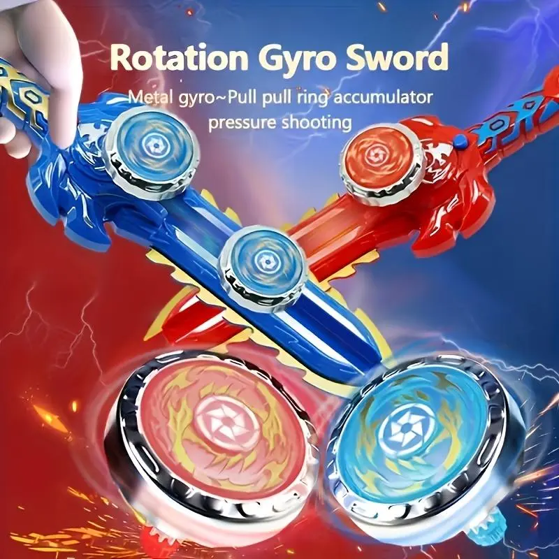 Gyro-Sword Launcher Battle Set, with Gyroscope - Interactive Toy for Two Players, featuring motion-activated combat function and stable base, suitable for indoor and outdoor play - Perfect birthday/holiday gift for boys and girls