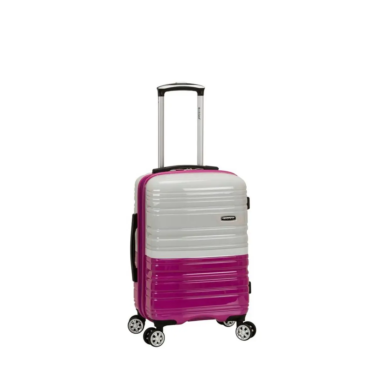 212 MAIN Lightweight Travel Luggage - 20 in. Expandable ABS Carry-On Luggage with Spinner Wheels, Magenta & White
