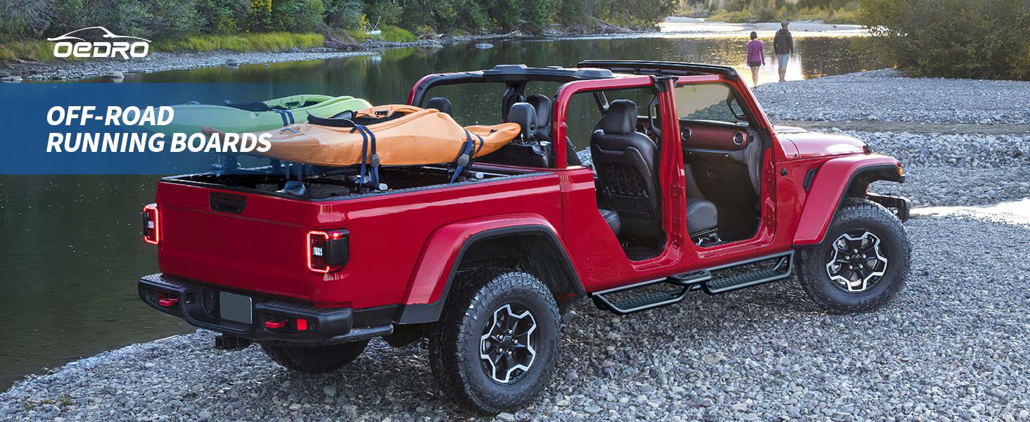 YITAMOTOR 6 Inch Running Boards Compatible with 2020-2025 Jeep Gladiator JT 4 Door Bolt-on Side Steps Steel Nerf Bars with Two Stairs Design All-Steel Build