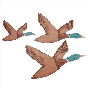 3 Size Mallard Duck Wall Art Wooden Ducks Wall Decor Rustic Flying Birds Wall Decor Carved Wood Wall Art for Home