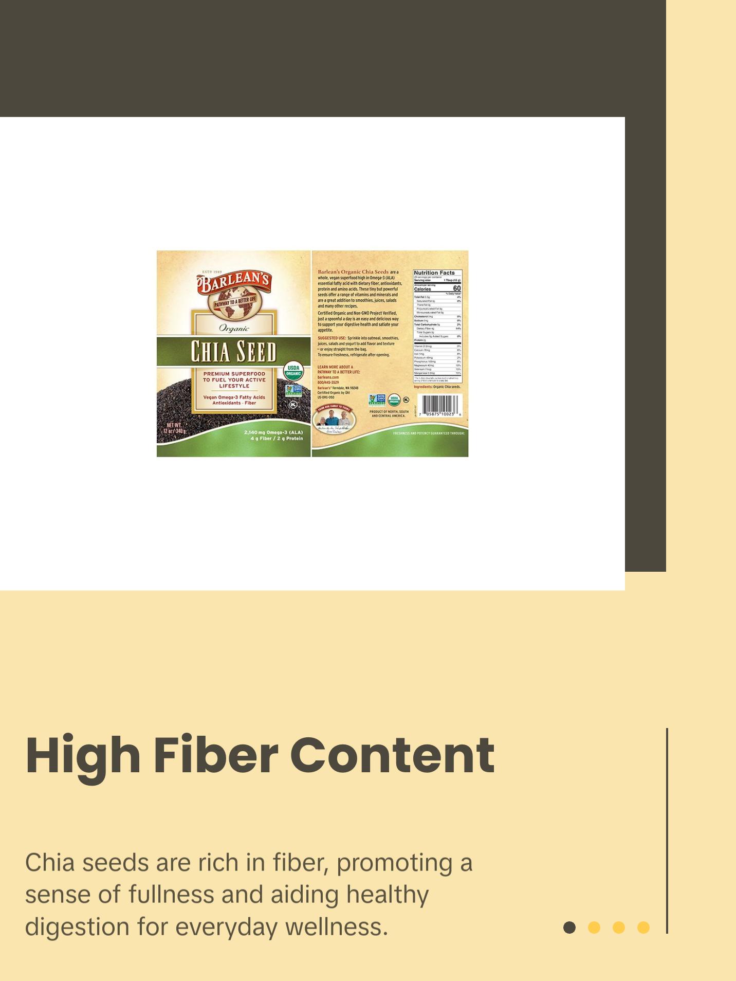 Barlean's Organic - Chia Seed - Ancient superfood & super antioxidant Vegan Fiber