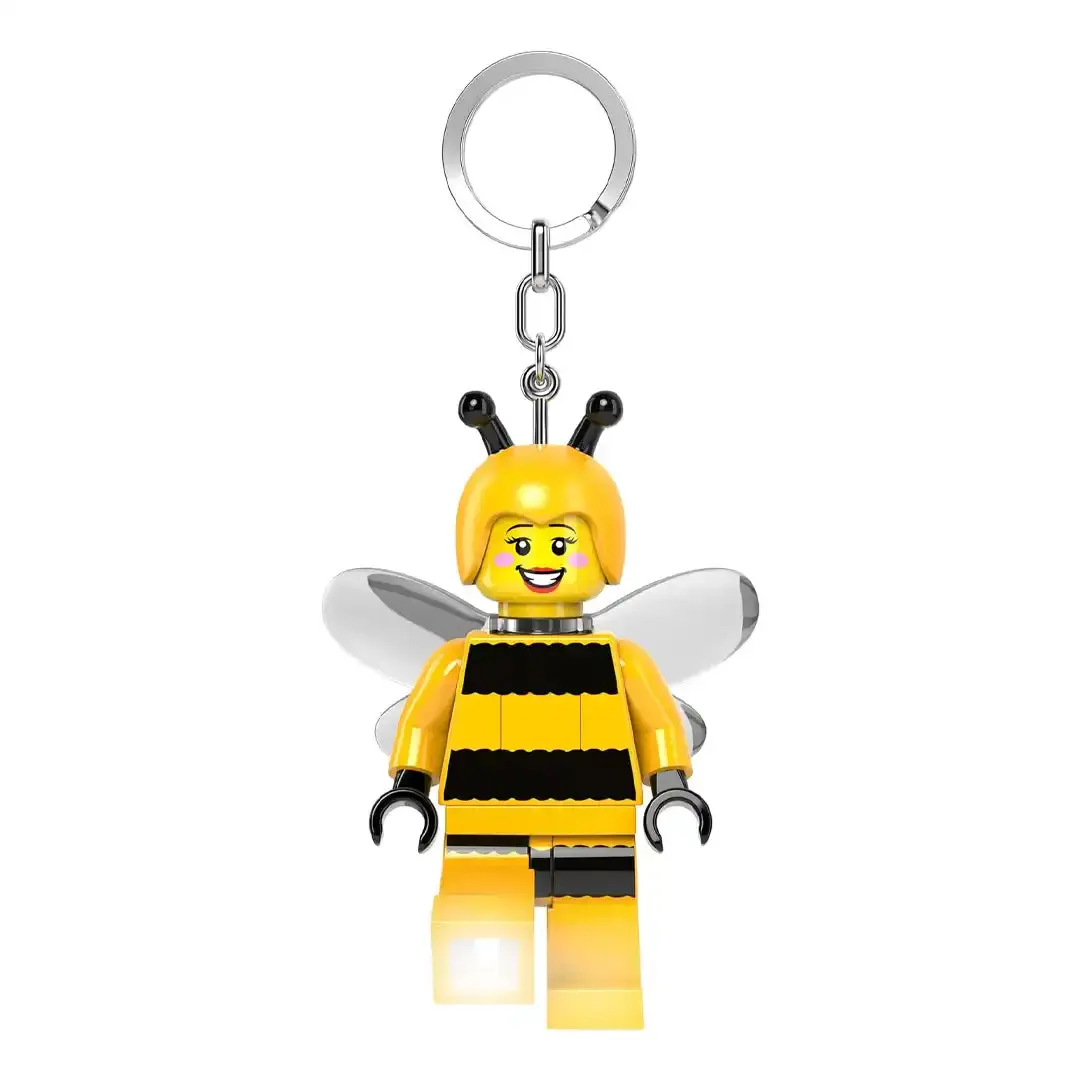 LEGO Bumblebee Girl Minifigure Keychain - Cute LED Light Gift Keychain, 2 x CR202 Batteries Included, 3 in Tall Fashion Accessory, Key Chain Cute, Key Ring, Cute Keychains
