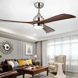 52" Solid Wood Blades Ceiling Fan with Lights Remote Control,Quiet DC Motor 3 Blade Ceiling Fans 6 Speed Levels,Reversible Ceiling Fan, for Patio Living Room, Bedroom, Office,Indoor