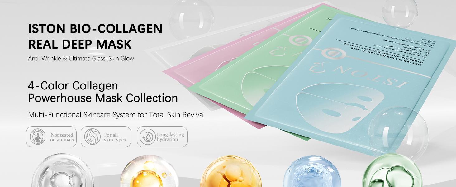 ISTON Deep Moisturizing Collagen All-In-One 4-Color Mask, Moisturizing Night Cream for All Skin Types - Firms, Improves Dullness, Anti-Aging, Soothes and Repairs Skinoothes and Repairs