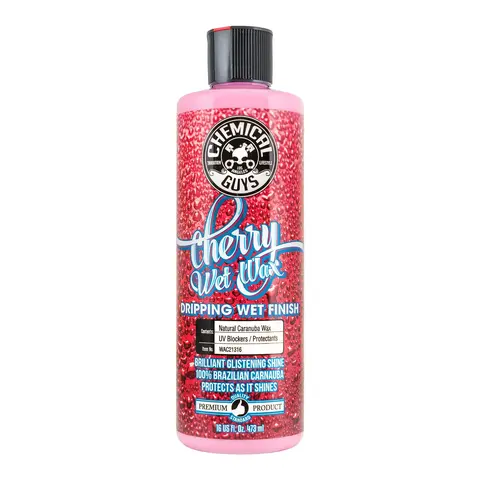CHEMICAL GUYS Cherry Wet Wax – Deep Wet Shine Carnauba Wax with Gloss-Enhancing Polymers & Sweet Cherry Scent, Delivers Smooth, Slick Finish with Water Beading Protection, Safe for All Colors & Clear Coats, Easy On/Off Cream Wax Application, Car Paint Wax
