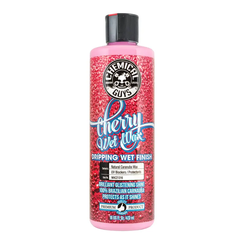 CHEMICAL GUYS Cherry Wet Wax – Deep Wet Shine Carnauba Wax with Gloss-Enhancing Polymers & Sweet Cherry Scent, Delivers Smooth, Slick Finish with Water Beading Protection, Safe for All Colors & Clear Coats, Easy On/Off Cream Wax Application, Car Paint Wax