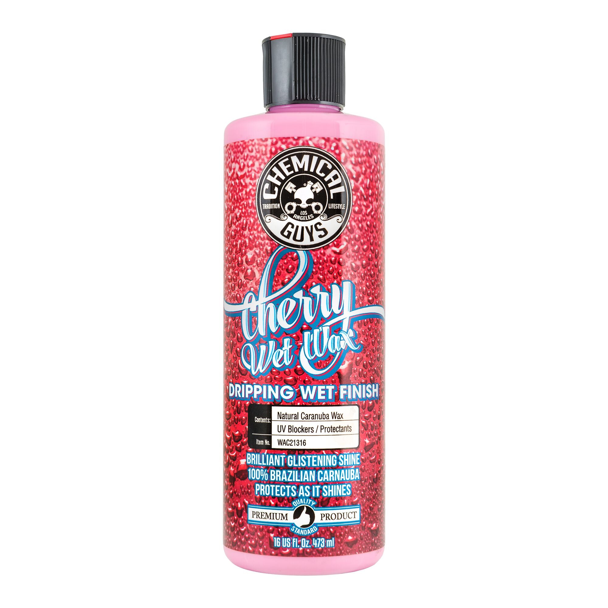 CHEMICAL GUYS Cherry Wet Wax – Deep Wet Shine Carnauba Wax with Gloss-Enhancing Polymers & Sweet Cherry Scent, Delivers Smooth, Slick Finish with Water Beading Protection, Safe for All Colors & Clear Coats, Easy On/Off Cream Wax Application, Car Paint Wax