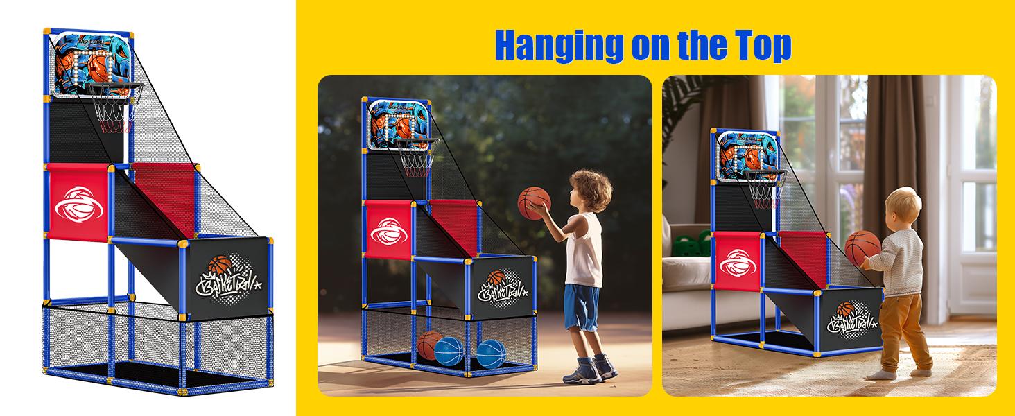 CuLiDing Kids Arcade Basketball Hoop with 4 Balls,Indoor Outdoor Single Shot Game for Toddlers Carnival Sports Toys Gifts for Kids Boys Girls Ages 3-8 Ideal for Competition