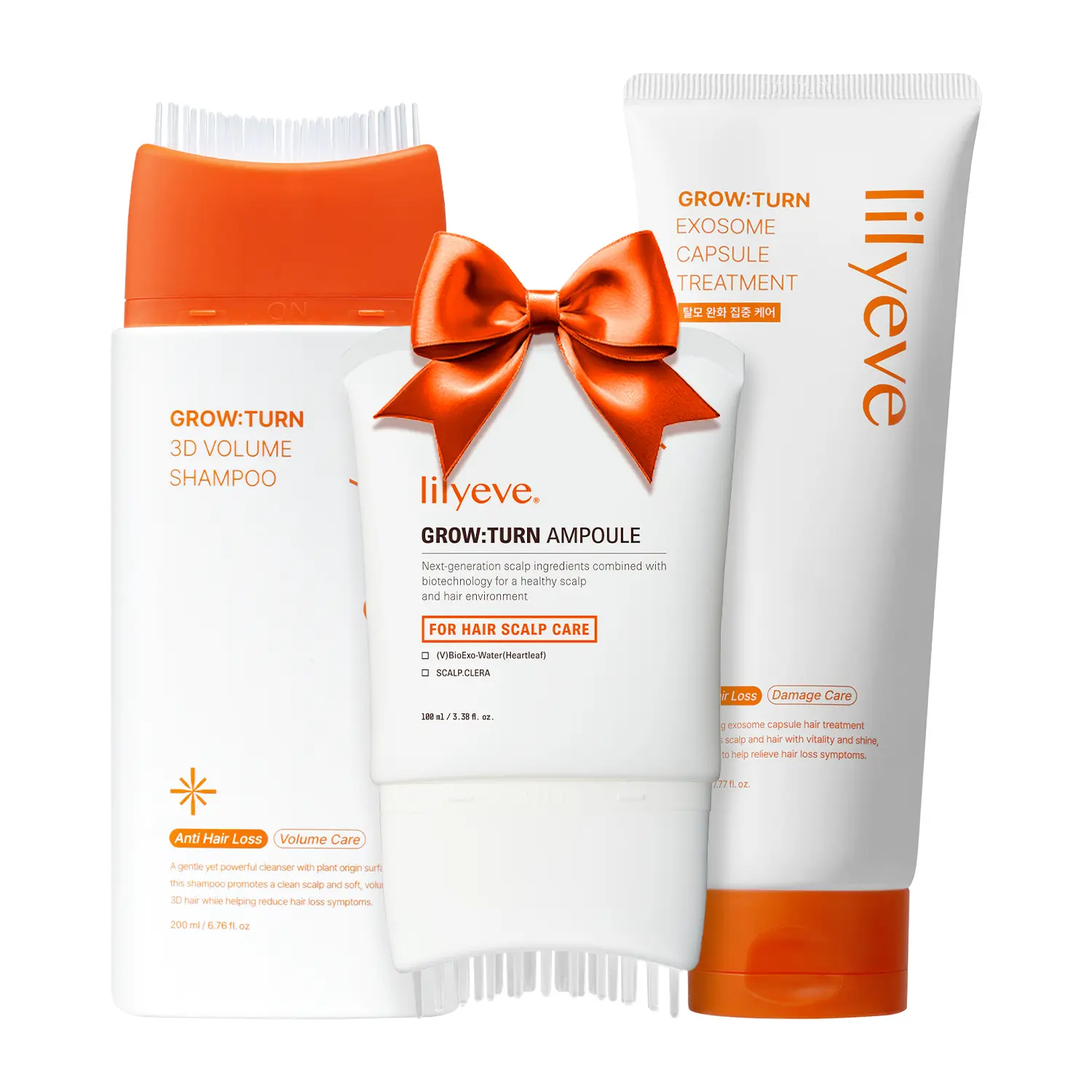 [LILYEVE] GROWTURN Hair Growth Set | Hair Growth Serum, 3D Volume Brush Shampoo & Capsule Treatment for Hair Thickening & Scalp Care