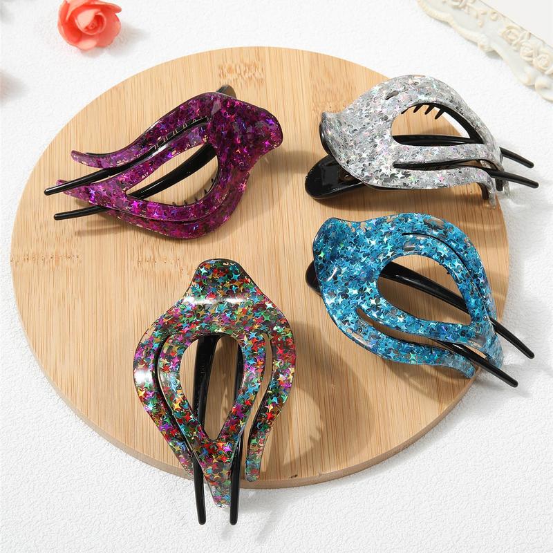 4Pcs French Concord Curved Hair Clips Fashion Elegant Hair Claws for Thin Thick Hair Strong Hold Clips for Women Girls