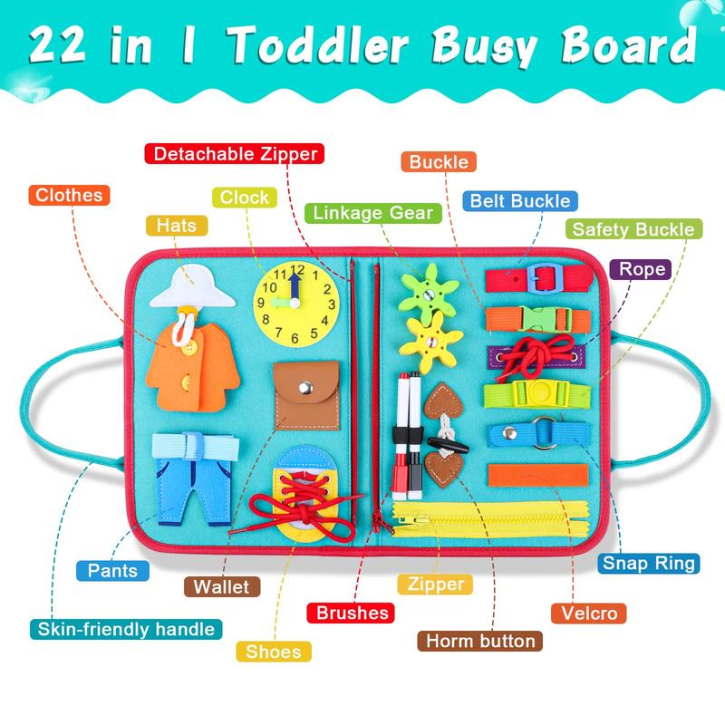 Busy Board Montessori Toys for Boys & Girls Birthday Gifts,Early Educational Game Travel Toys, Preschool Activities for Learning Fine Motor Skil